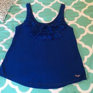 Blue ruffled top from Hollister